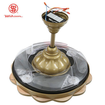 এক্রাইলিক ল্যাম্পশেড 150lm/W গোল্ড প্রত্যাহারযোগ্য সিলিং ফ্যান হালকা উষ্ণ সাদা
