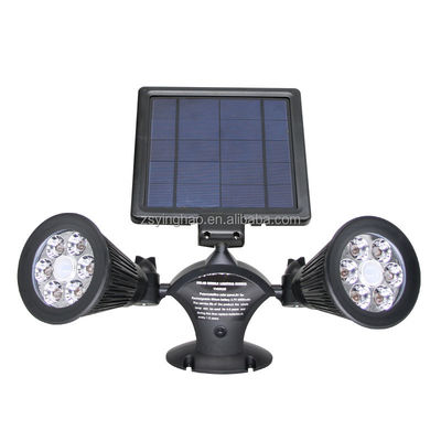 12LEDs 20-600Lumen সোলার মোশন সেন্সর স্পটলাইট ডুয়াল হেড সোলার স্পটলাইট
