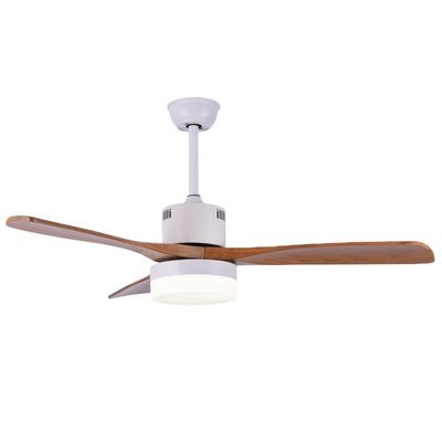 OEM ODM ভিনটেজ হোম 1320mm ম্যাট হোয়াইট প্রাকৃতিক কাঠ সিলিং ফ্যান লাইট 6000K