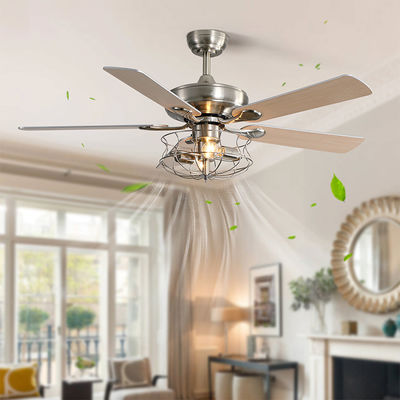 আধুনিক ম্যাট ব্রাউন 120V 60w 52 ইঞ্চি ক্রিস্টাল সিলিং ফ্যান লাইট ইউরোপিয়ান স্টাইল