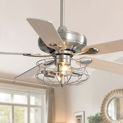 আধুনিক ম্যাট ব্রাউন 120V 60w 52 ইঞ্চি ক্রিস্টাল সিলিং ফ্যান লাইট ইউরোপিয়ান স্টাইল
