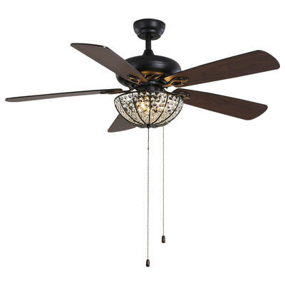 হোটেল ভিলা অ্যাপার্টমেন্ট ক্রাফট 4100K 1320mm সিলিং ফ্যান রিমোট সহ ক্রিস্টাল সিলিং ফ্যান