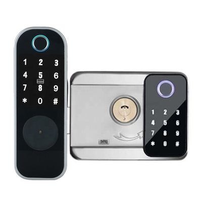 লোহার গেট সিলভার ব্ল্যাকের জন্য Ttlock Tuya APP ডাবল সাইডেড ফিঙ্গারপ্রিন্ট লক