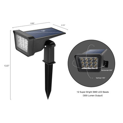 সামঞ্জস্যযোগ্য 250LM LED সোলার ল্যান্ডস্কেপ লাইট