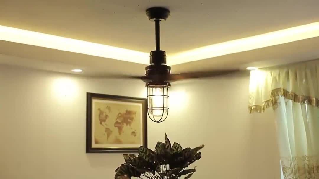 প্লাইউড ব্লেড ভিনটেজ ইলেকট্রিক 20w সিলিং ফ্যান 52 ইঞ্চি ঘরের জন্য হালকা সাজসজ্জার সাথে