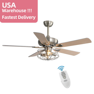আধুনিক ম্যাট ব্রাউন 120V 60w 52 ইঞ্চি ক্রিস্টাল সিলিং ফ্যান লাইট ইউরোপিয়ান স্টাইল